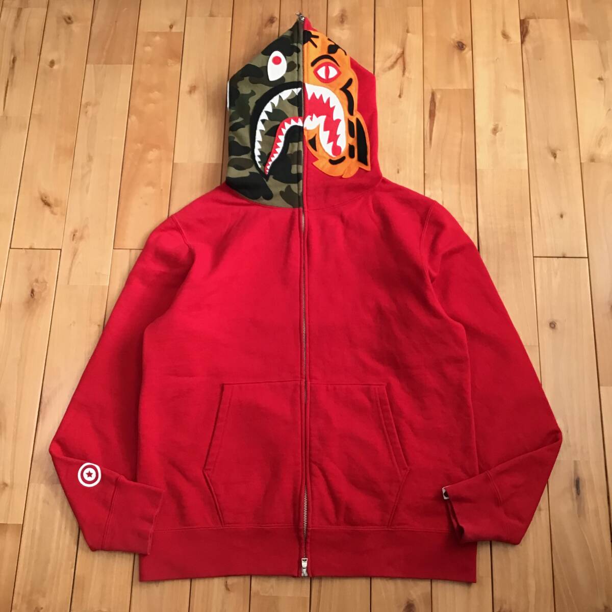 Crazy face tiger shark full zip hoodie Lサイズ 1st camo a bathing ape BAPE タイガー シャーク パーカー エイプ ベイプ 迷彩 ni56al
