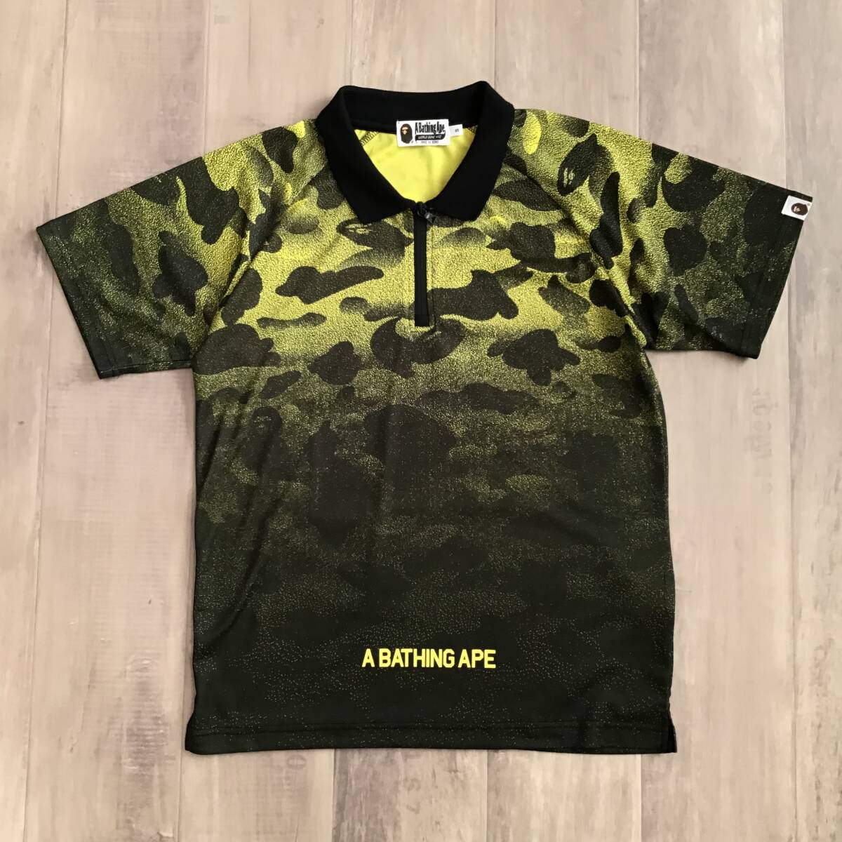 BAPE camo グラデーション ハーフジップ ポロシャツ Sサイズ yellow a bathing ape zip polo shirt エイプ ベイプ アベイシングエイプ pr22