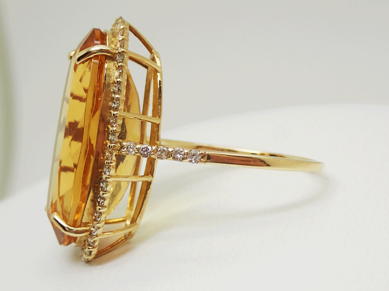 STAR JEWELRY K18 シトリン ダイヤモンドリング size10 STAR JEWELRY K18 シトリン ダイヤモンドリング size10