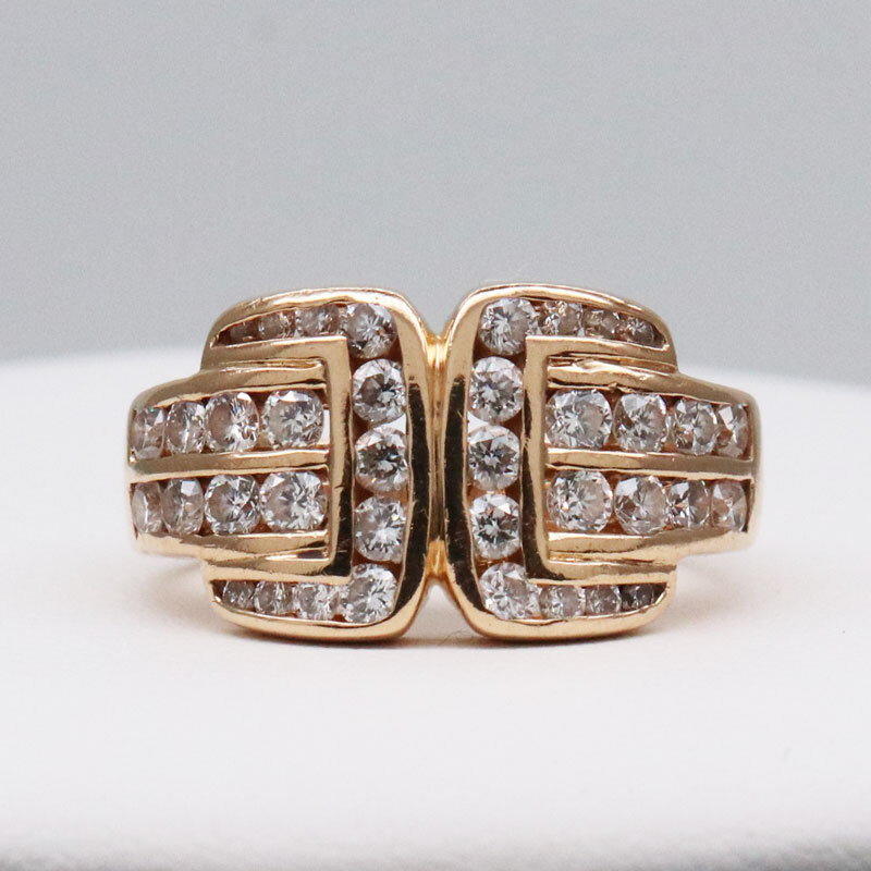 K18 ダイヤモンド付デザインリング 医協 No.1052 D1.2ct 日本サイズ#12号 指輪 重量約9.3g ゴールド 金 アクセサリー 中古 送料無料！