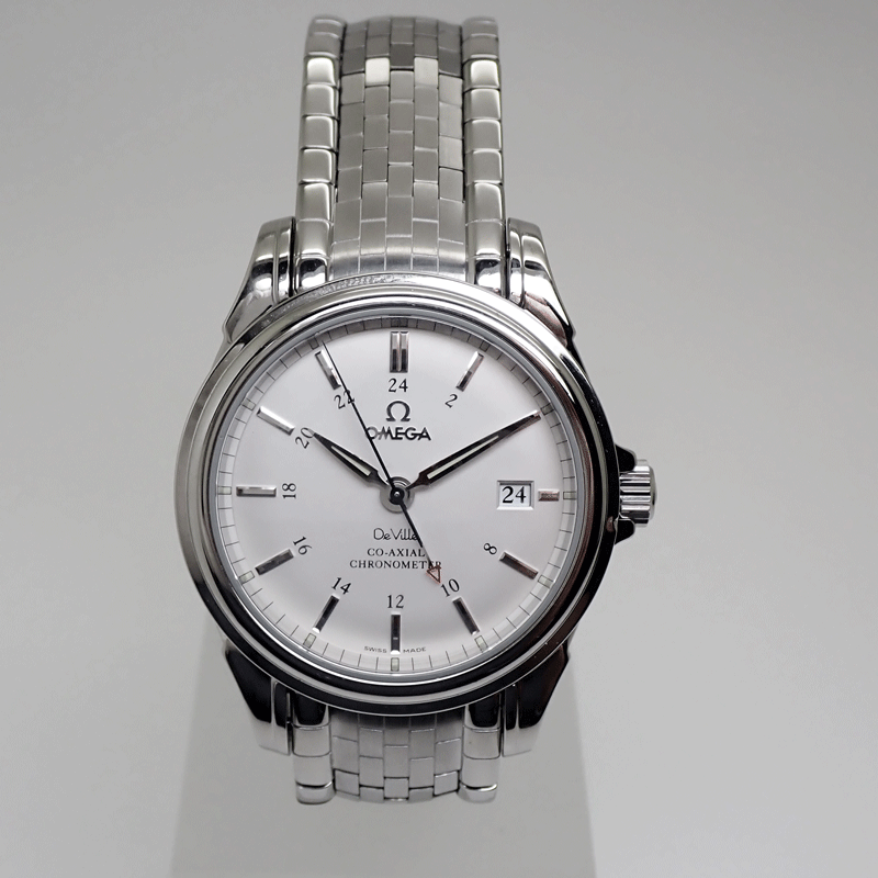 OMEGA オメガ De Ville デビル デヴィル コーアクシャル GMT 4533.31 シルバーホワイト メンズ ギャランティーカード付 自動巻 中古美品