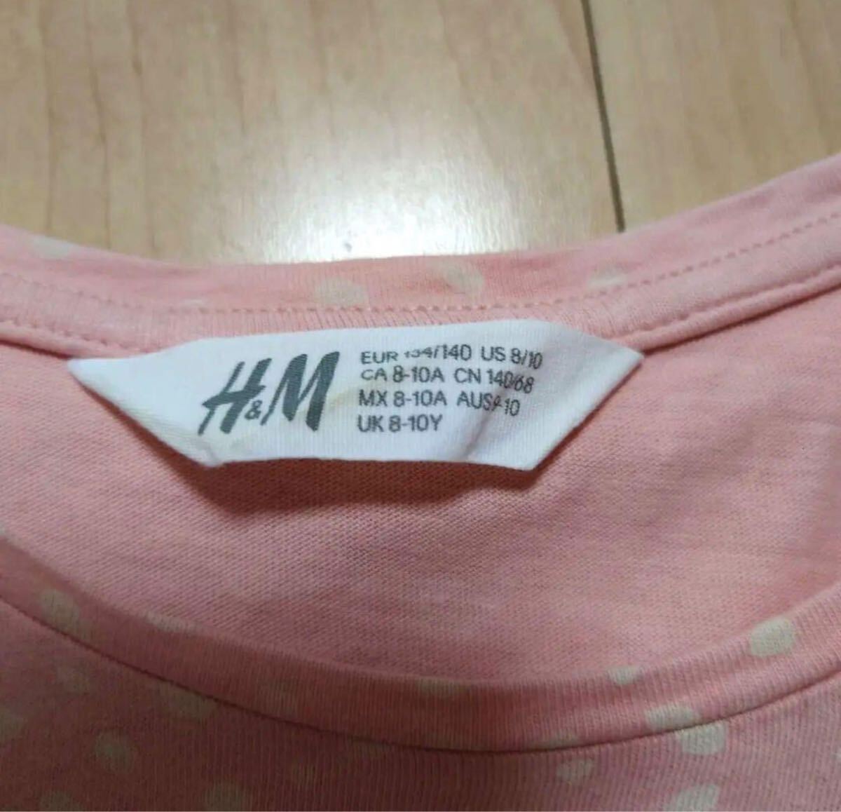 H&M Kids ребенок девочка короткий рукав футболка 140 розовый полька-дот узор короткий рукав футболка 
