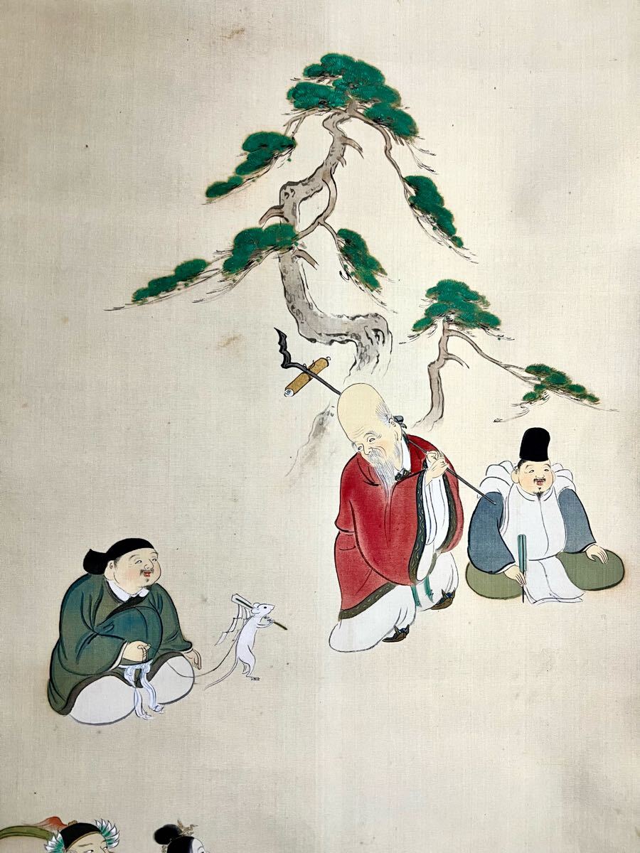 真作】【S8】林雲鳳「七福神」絹本 肉筆 金泥 仏画 仏教美術 真作】【S8】林雲鳳「七福神」絹本 肉筆 金泥 仏画 仏教美術
