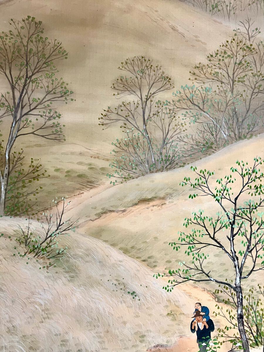真作】【S8】山下巌「春日」絹本 肉筆 合箱 春景 風景画 山水図 真作】【S8】山下巌「春日」絹本 肉筆 合箱 春景 風景画 山水図