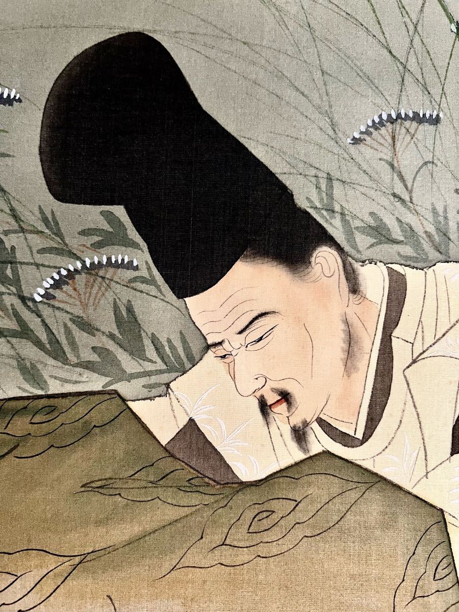 真作】【S8】中山秋湖「菅公」絹本 肉筆 共箱 金泥 歴史人物画 真作】【S8】中山秋湖「菅公」絹本 肉筆 共箱 金泥 歴史人物画