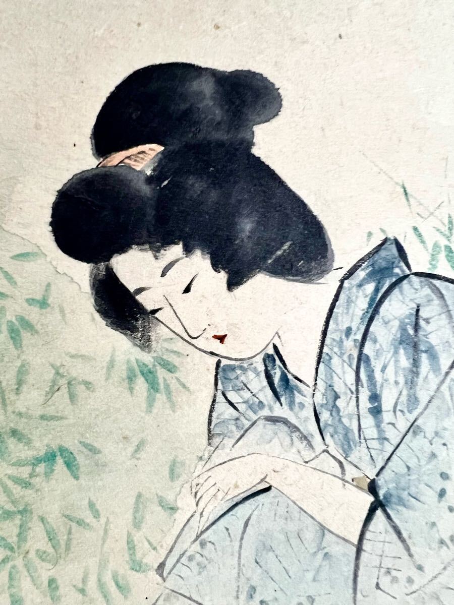 真作】【仙】伊東深水「ささ舟」紙本 肉筆 共箱 浮世絵 美人画 真作】【仙】伊東深水「ささ舟」紙本 肉筆 共箱 浮世絵 美人画
