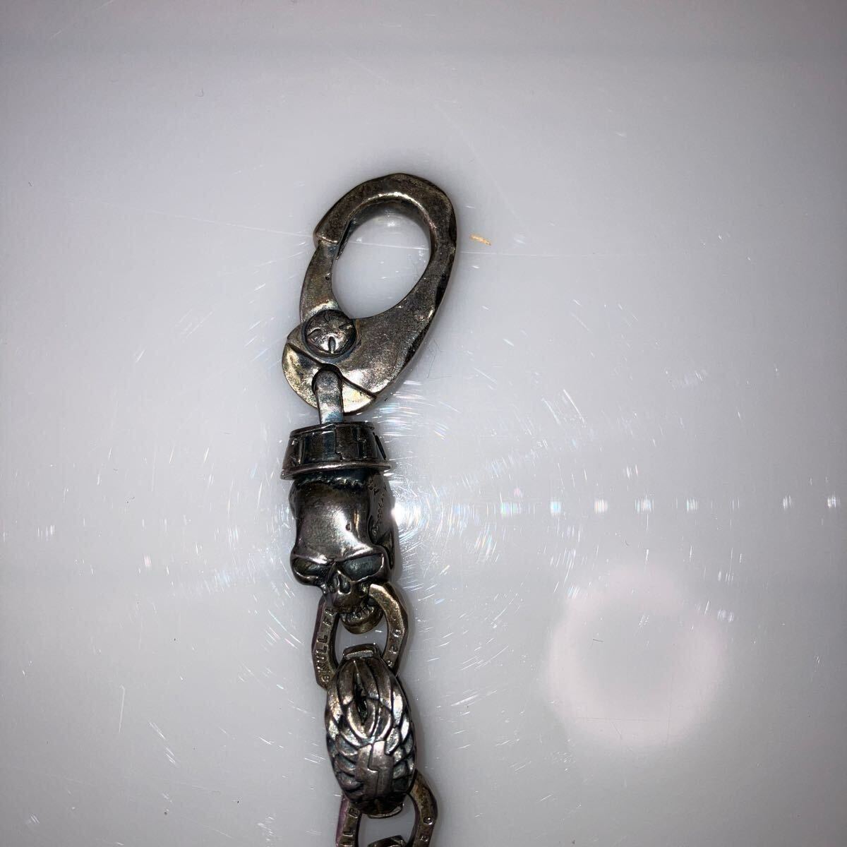 スカルフライトシルバー ウォレットチェーン 髑髏　蛇　鈴付き