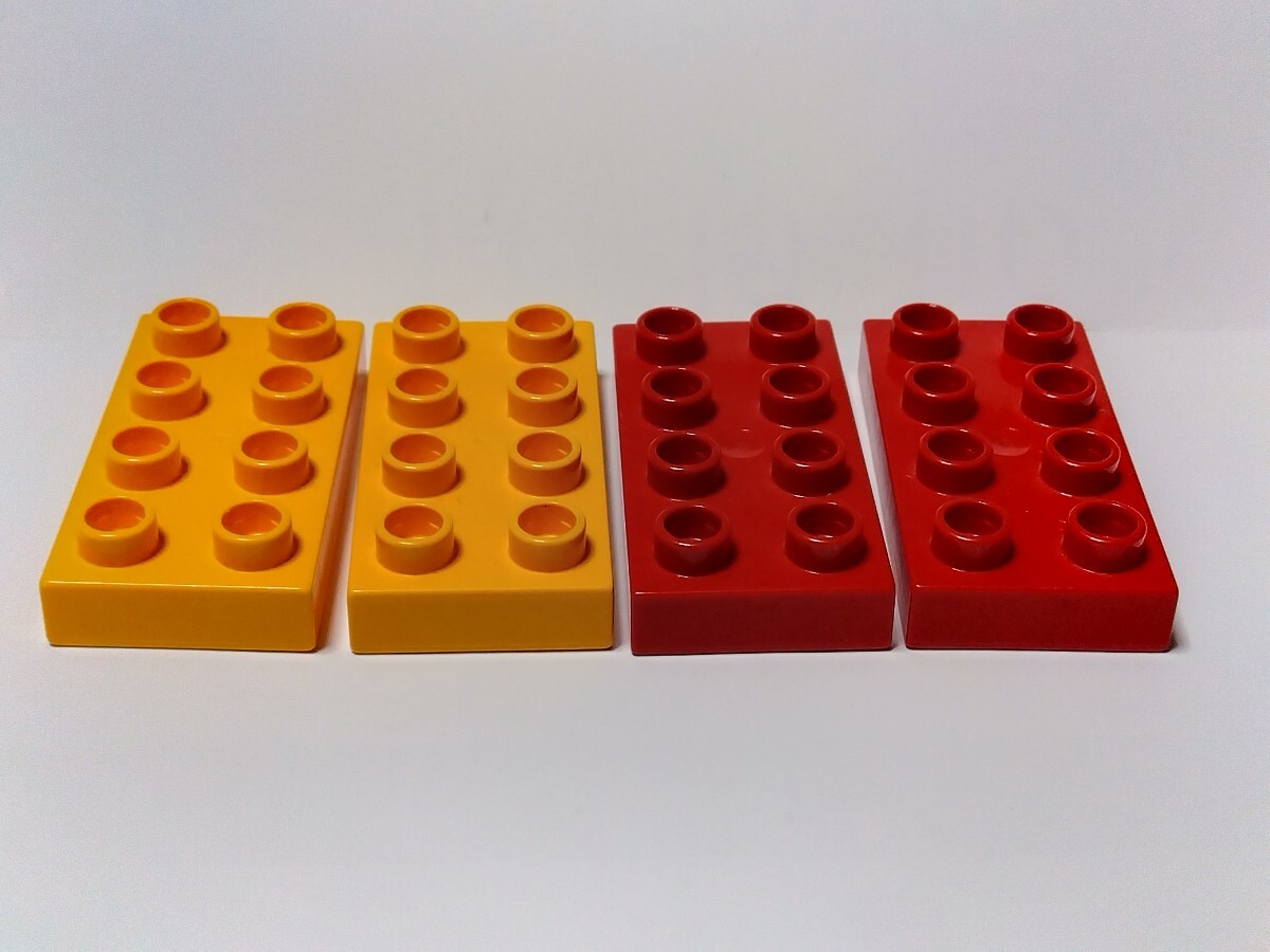  Lego Duplo тонкий 2×4pochi4 шт. комплект orange, красный каждый 2 шт 