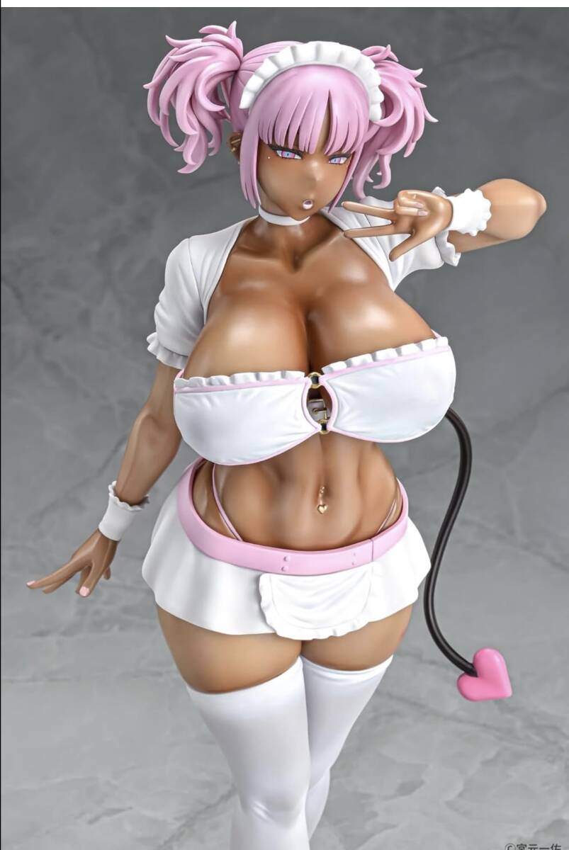 Q-six 黒ギャルメイド淫魔、ごしゅを喰う。 黒ギャルメイド淫魔 ここあ Pink ver. 1/6スケール PVC制 涂裝済み 完成品2種セット