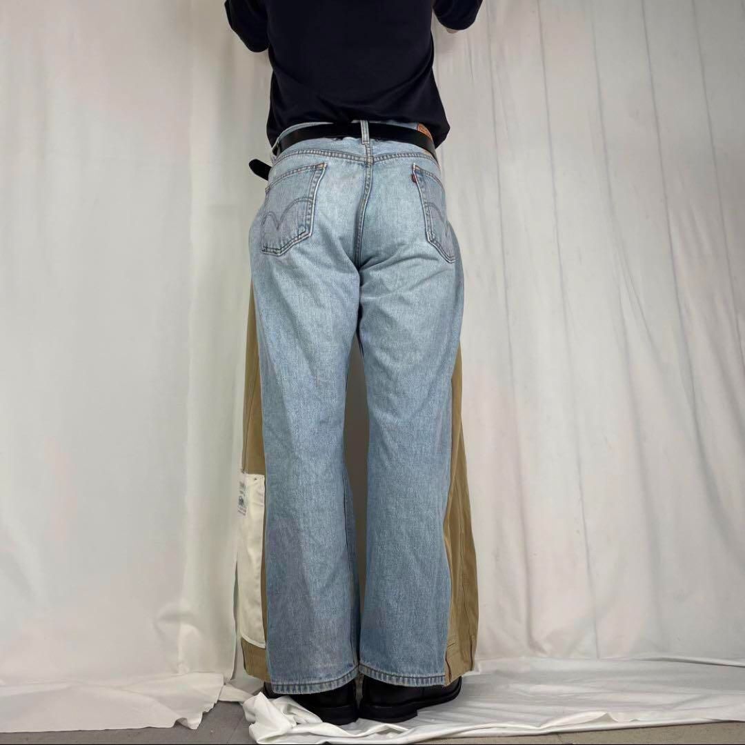 R74【リメイク】デニムフレアパンツ 再構築 袴パンツ y2k R74【リメイク】デニムフレアパンツ 再構築 袴パンツ y2k