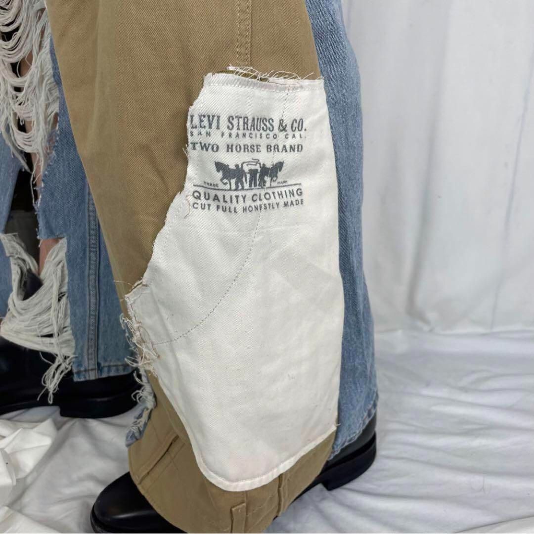R74【リメイク】デニムフレアパンツ 再構築 袴パンツ y2k R74【リメイク】デニムフレアパンツ 再構築 袴パンツ y2k