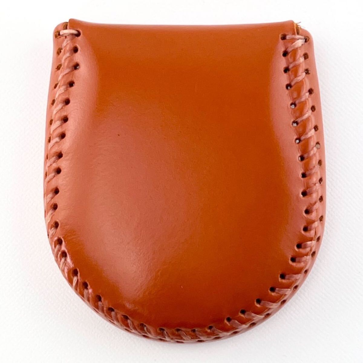 【新品】本革コインケース 小銭入れ 完全手作り 手縫い仕上げ コンパクト 使いやすい オレンジ_画像1