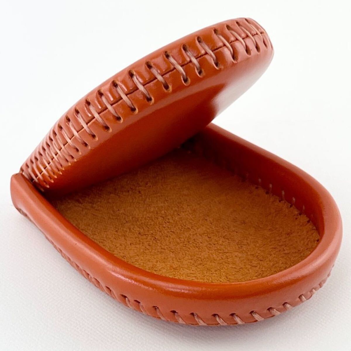 【新品】本革コインケース 小銭入れ 完全手作り 手縫い仕上げ コンパクト 使いやすい オレンジ_画像5