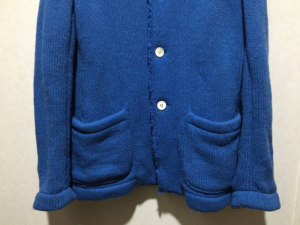 JUNYA WATANABE MAN コムデギャルソン ★ 毛纟 テーラードジャケット ニット ウール ハーフコート 青 赤 クリームノルディック柄 L 美品