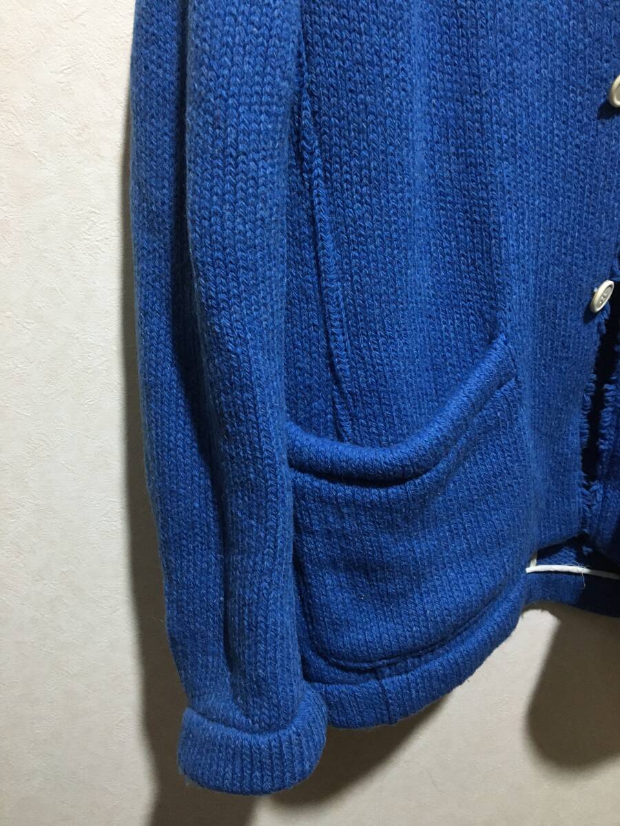 JUNYA WATANABE MAN コムデギャルソン ★ 毛纟 テーラードジャケット ニット ウール ハーフコート 青 赤 クリームノルディック柄 L 美品