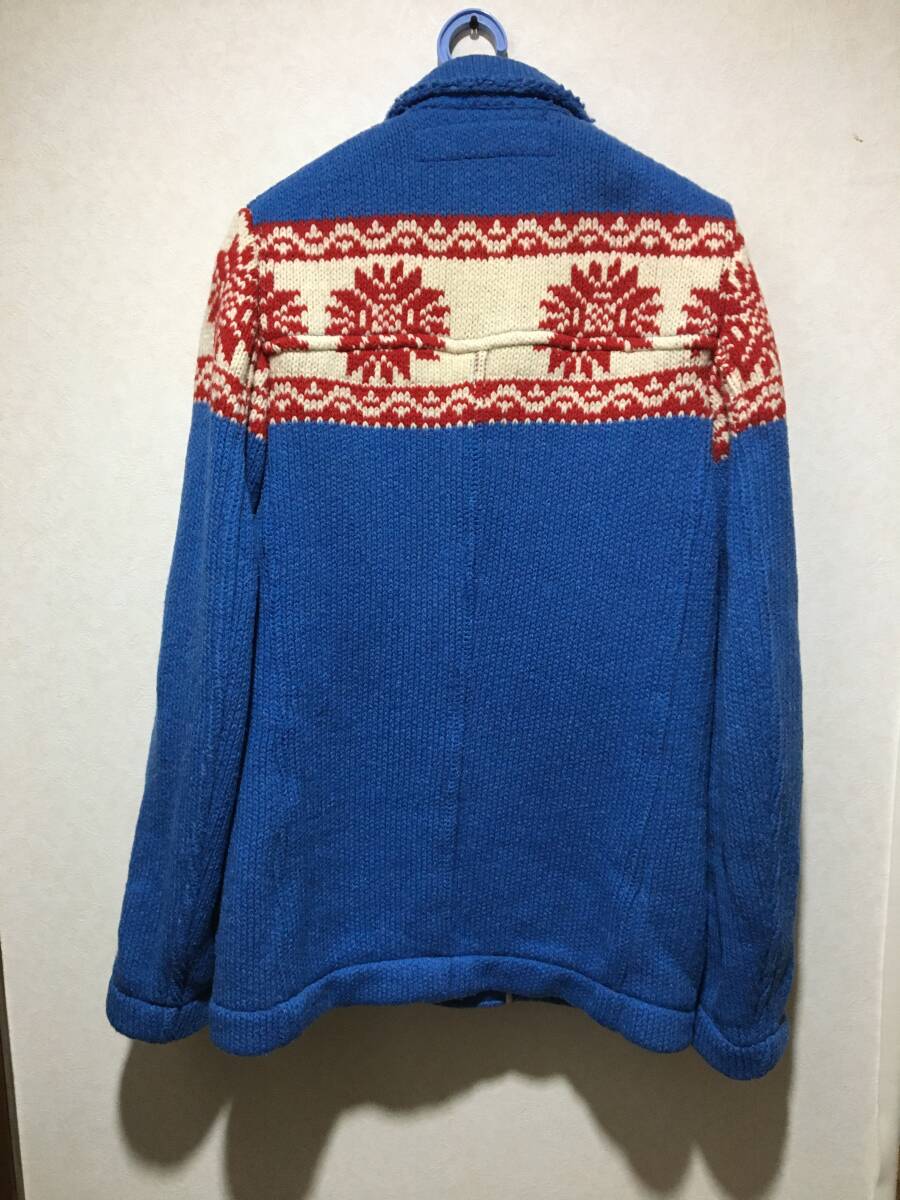 JUNYA WATANABE MAN コムデギャルソン ★ 毛纟 テーラードジャケット ニット ウール ハーフコート 青 赤 クリームノルディック柄 L 美品