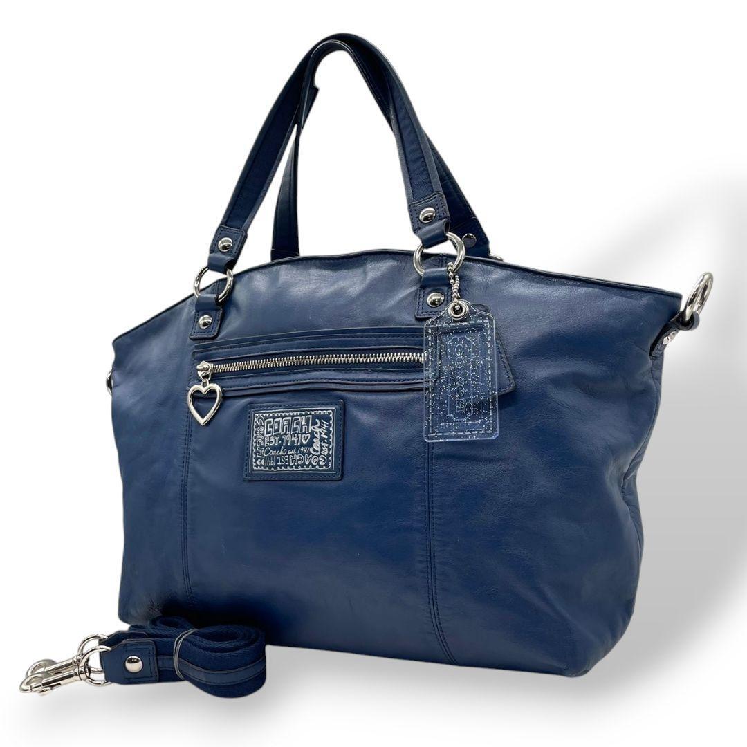 美品　coach コーチ　トートバッグ　u13　紺　レザー　ポピー　2way