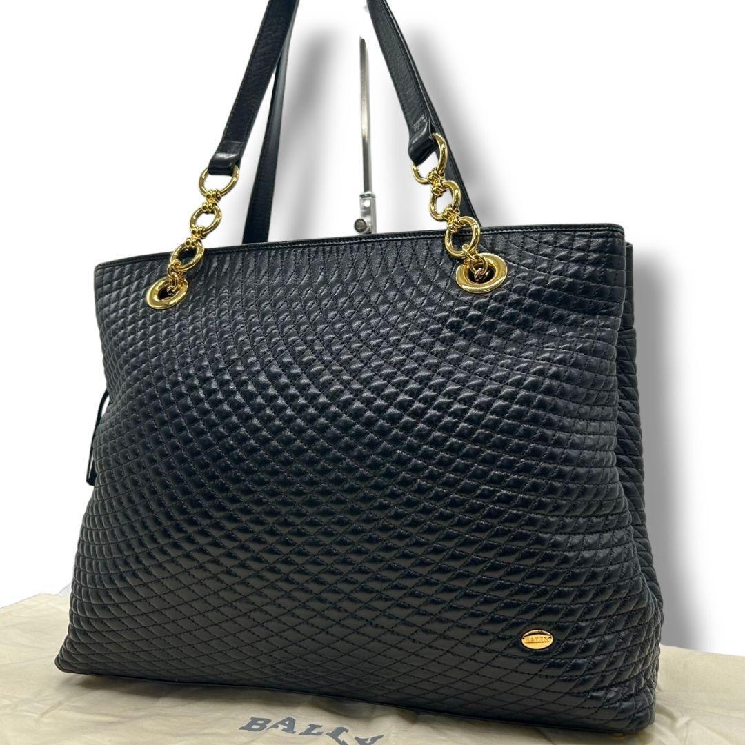 BALLY バリー キルティング ボストン トート バッグ ゴールド ロゴ BALLY バリー キルティング ボストン トート バッグ ゴールド ロゴ
