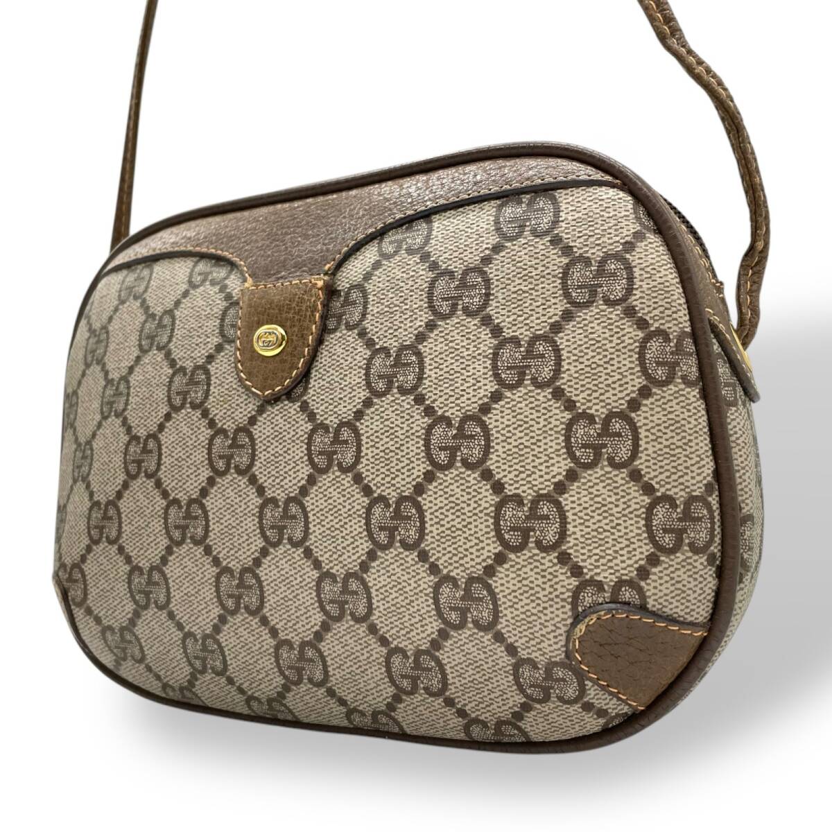 GUCCI グッチ ショルダーバッグ GGスプリーム GG柄 ベージュ ブラウン PVC 斜め掛け クロスボディ ヴィンテージ 希少 オールドグッチ K12