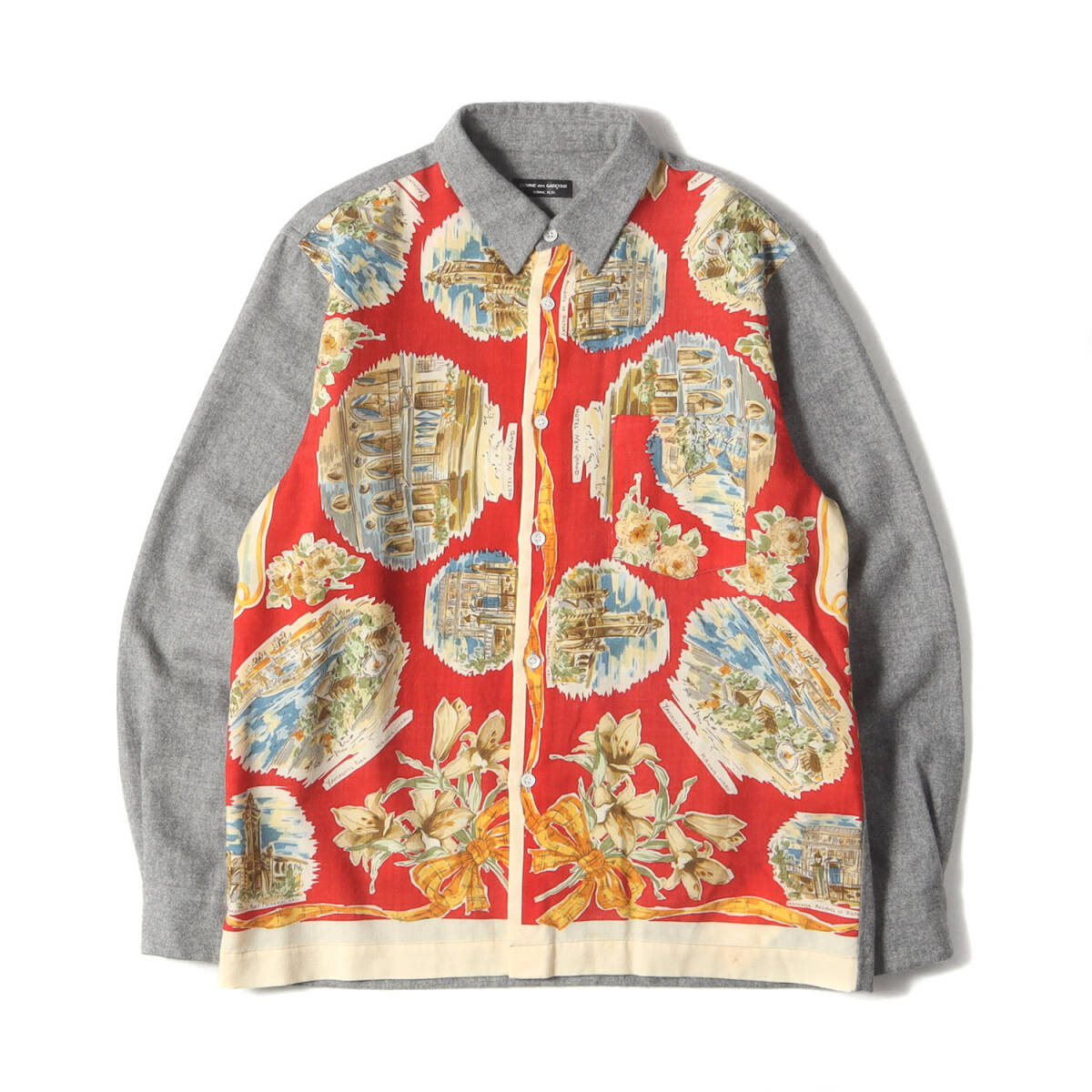 COMME des GARCONS HOMME PLUS コムデギャルソン オムプリュス シャツ / 99AW Souvenir Kitsch 横浜 名所 切替 ウール 縮絨 長袖 シャツ