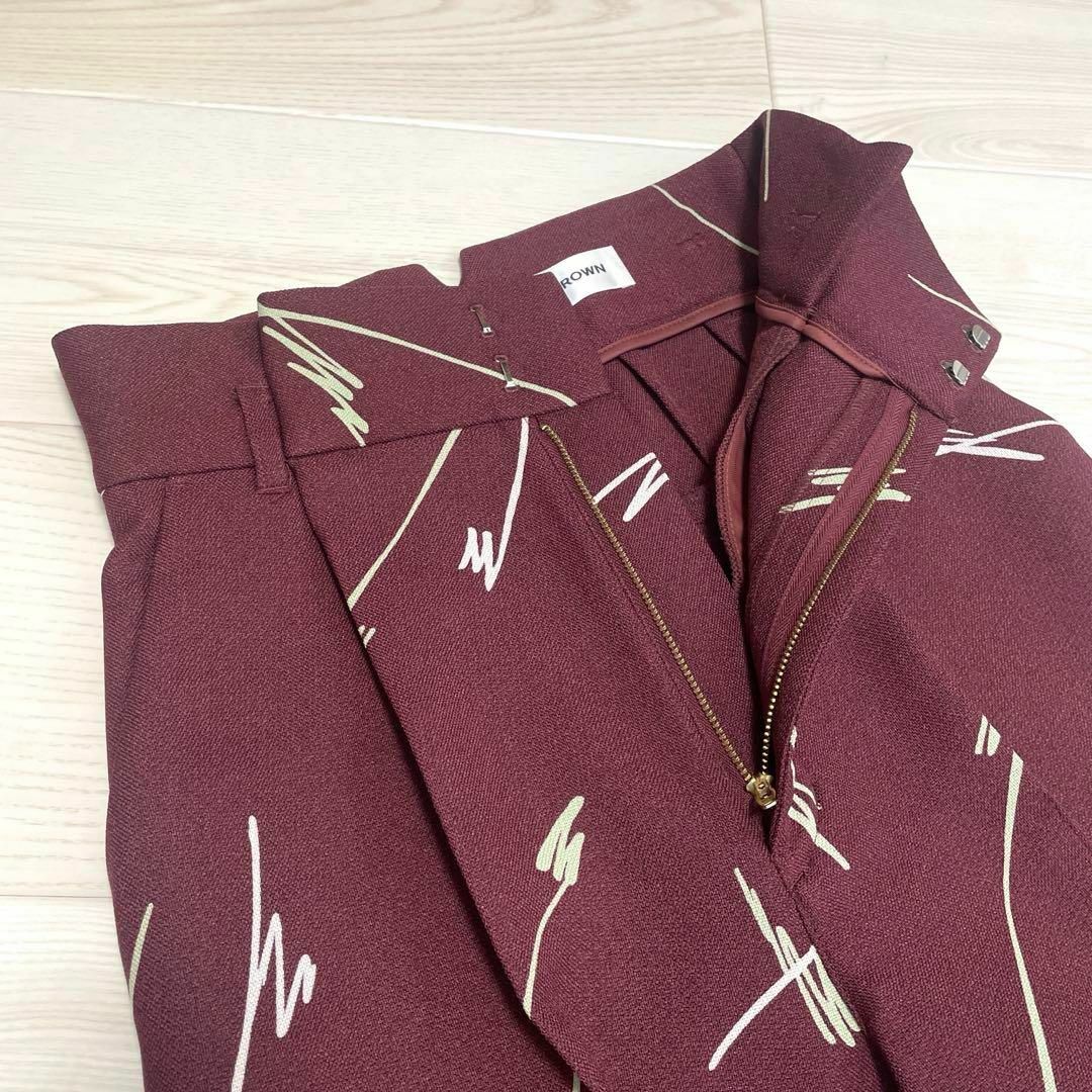 Lily Brown リリーブラウン ハイウエストパンツ アートペイント タックパンツ センタータック メンズライク 美脚 高級感 古着 レディース S_画像9