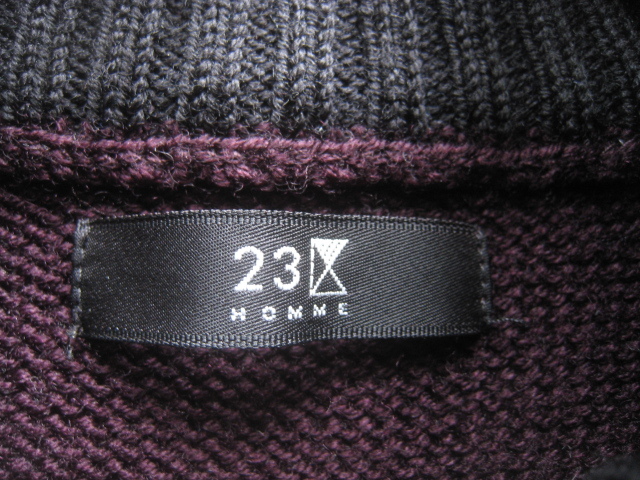 美品!!23区オム 23区HOMME*胸ポケット付き 立ち襟ハーフジップ ウールニットセーター 50 実寸L 茶 ブラウン GOLF ゴルフ SPORT スポーツ_画像5