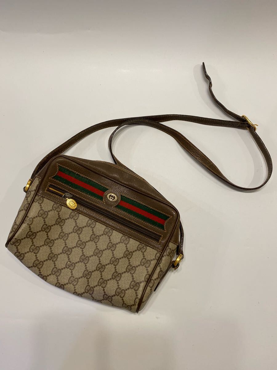 【メーカー公式ショップ】 グッチ GUCCI オールドグッチ オークファン（aucfan.com） - の商品情報をアーカイブ公開  斜め掛け(オールドグッチ)｜売買されたオークション情報、Yahoo!オークション(旧ヤフオク!) レザー PVC GG柄 シェリーライン ショルダーバッグ バッグ