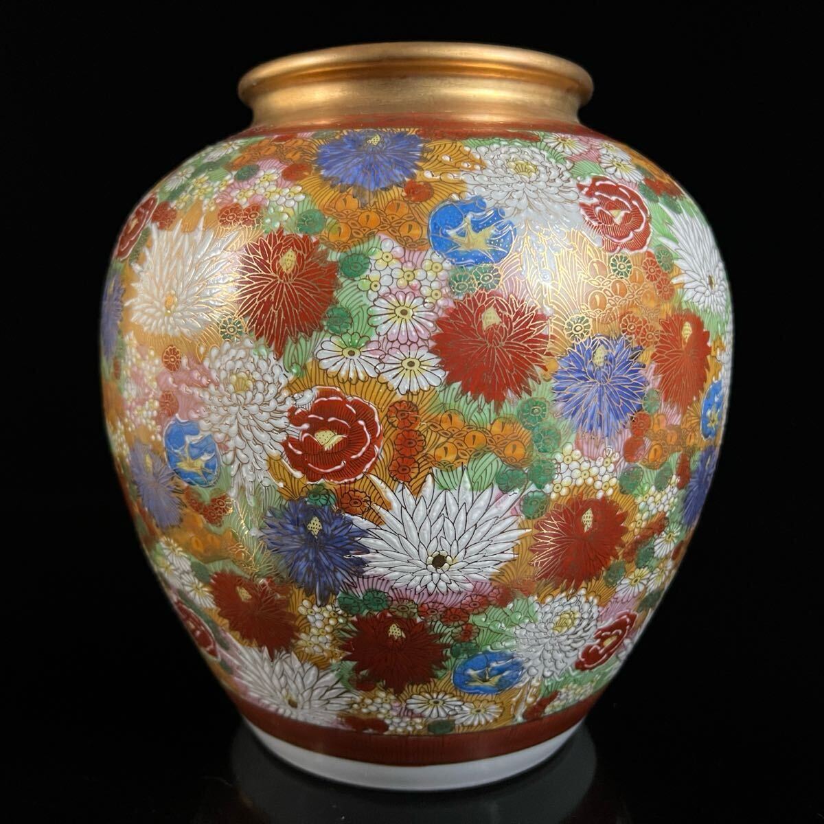 古美術品 九谷焼 大雅 花瓶 金彩 花入 花器 Yahoo!オークション - 鸛 古美術品 九谷焼 菊花尽図金彩花瓶