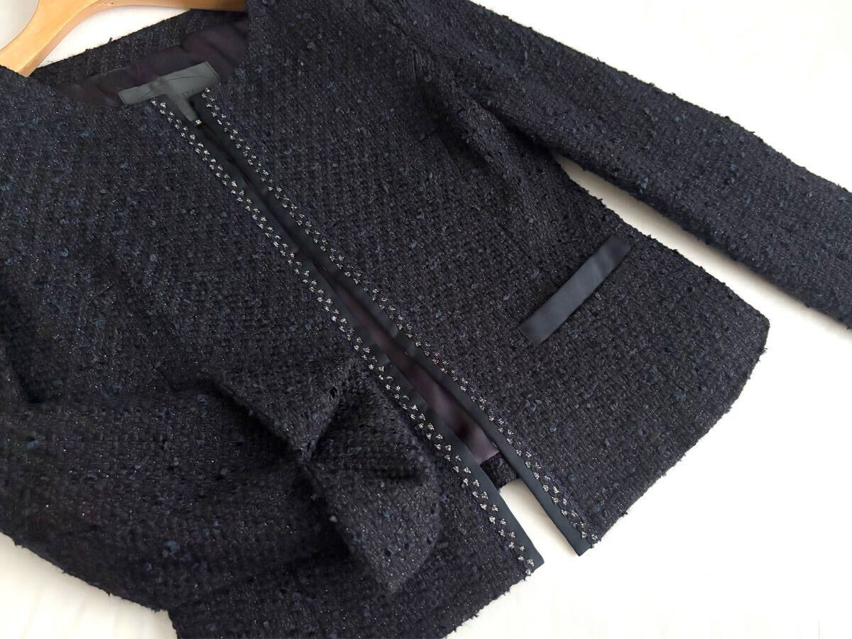 ◆アンタイトル　UNTITLED　ナチュラルビューティーベーシック　美品　ノーカラー ジャケット　スカート　2點(diǎn)セット　セレモニー