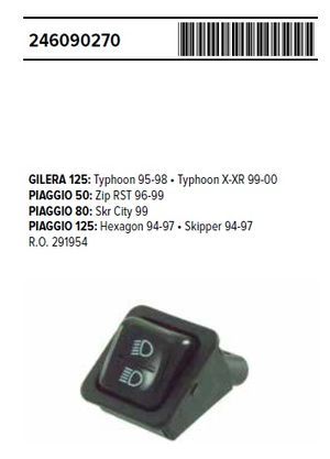 RMS 24609 0270 スイッチ(ライト) Piaggio 50 ZIP/125 TYPHOON.SKIPPER