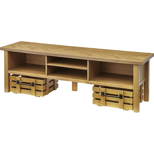 クーパス TVボード 【ナチュラル】 天然木化粧繊維板(オーク) 天然木(ラバーウッド) ウレタン涂裝