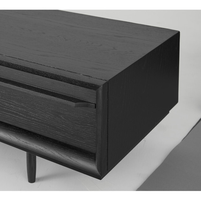 TVボード180 【ブラック】 天然木(オーク) 天然木化粧繊維板(オーク) ウレタン涂裝 スチール(粉體涂裝)