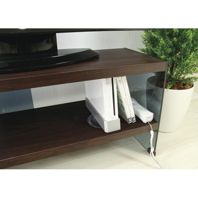 省スペースTVボード 【ブラウン】 合成樹脂化粧合板 8mmグレー強(qiáng)化ガラス