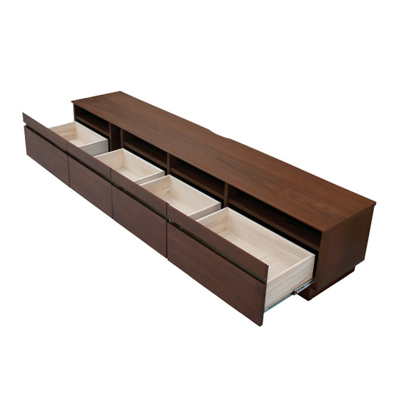 フルモス 210TVボード 【ブラウン】 天然木(アルダー) 天然木人工突板(ウォルナット調) 4mmブラック強化ガラス