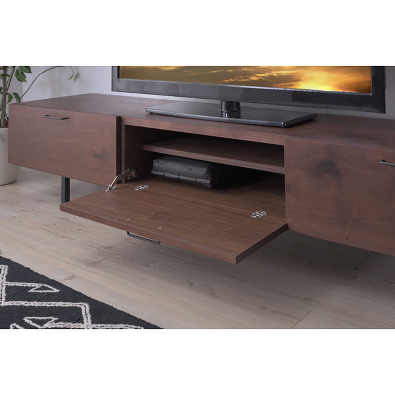 TVボード 【ブラウン】 天然木化粧繊維板(ウォルナット)ウレタン涂裝 プリント紙化粧合板 強(qiáng)化紙プリント化粧合板 スチール(粉體涂裝)