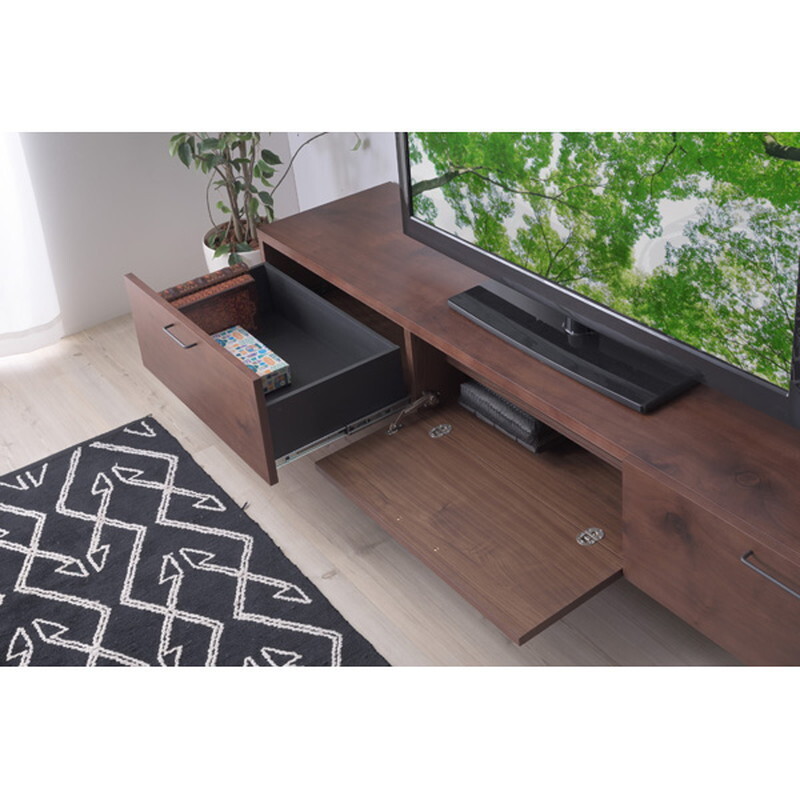 TVボード 【ブラウン】 天然木化粧繊維板(ウォルナット)ウレタン涂裝 プリント紙化粧合板 強(qiáng)化紙プリント化粧合板 スチール(粉體涂裝)