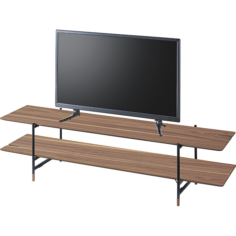 ルカ TVボード 【ブラウン】 天然木化粧繊維板(ウォルナット) ウレタン涂裝 スチール(粉體涂裝)