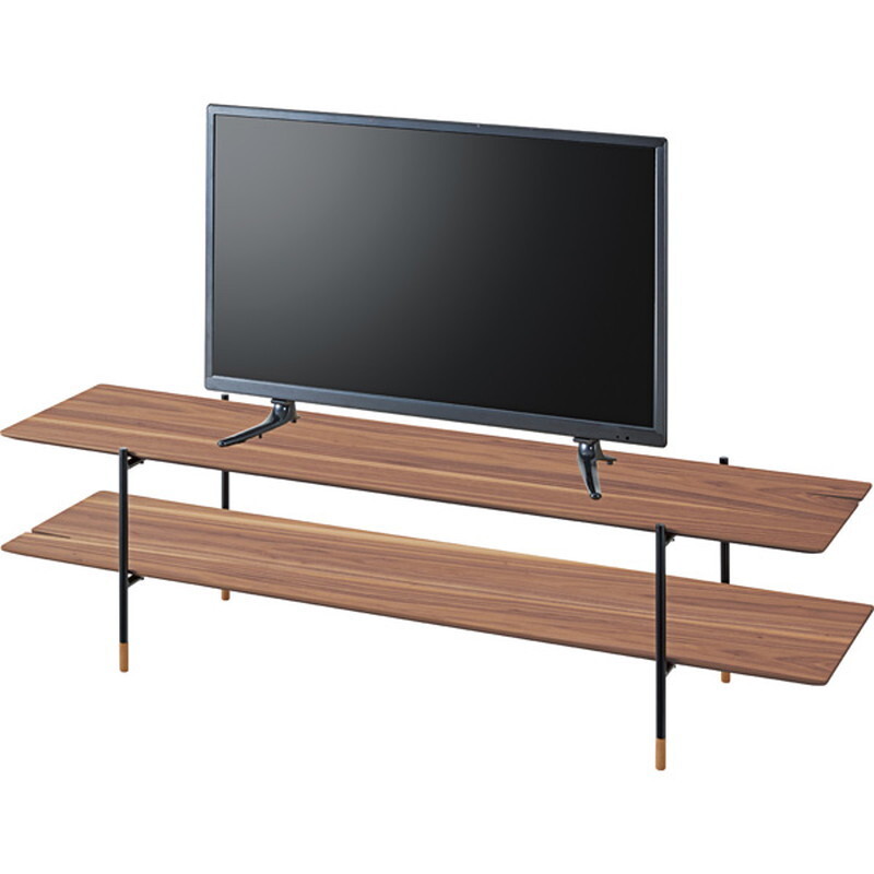 ルカ TVボード 【ブラウン】 天然木化粧繊維板(ウォルナット) ウレタン涂裝 スチール(粉體涂裝)