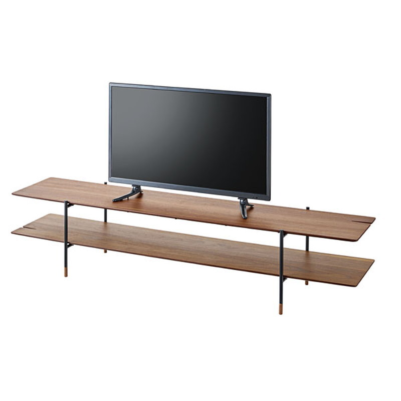 ルカ TVボード 【ブラウン】 天然木化粧繊維板(ウォルナット) ウレタン涂裝 スチール(粉體涂裝)