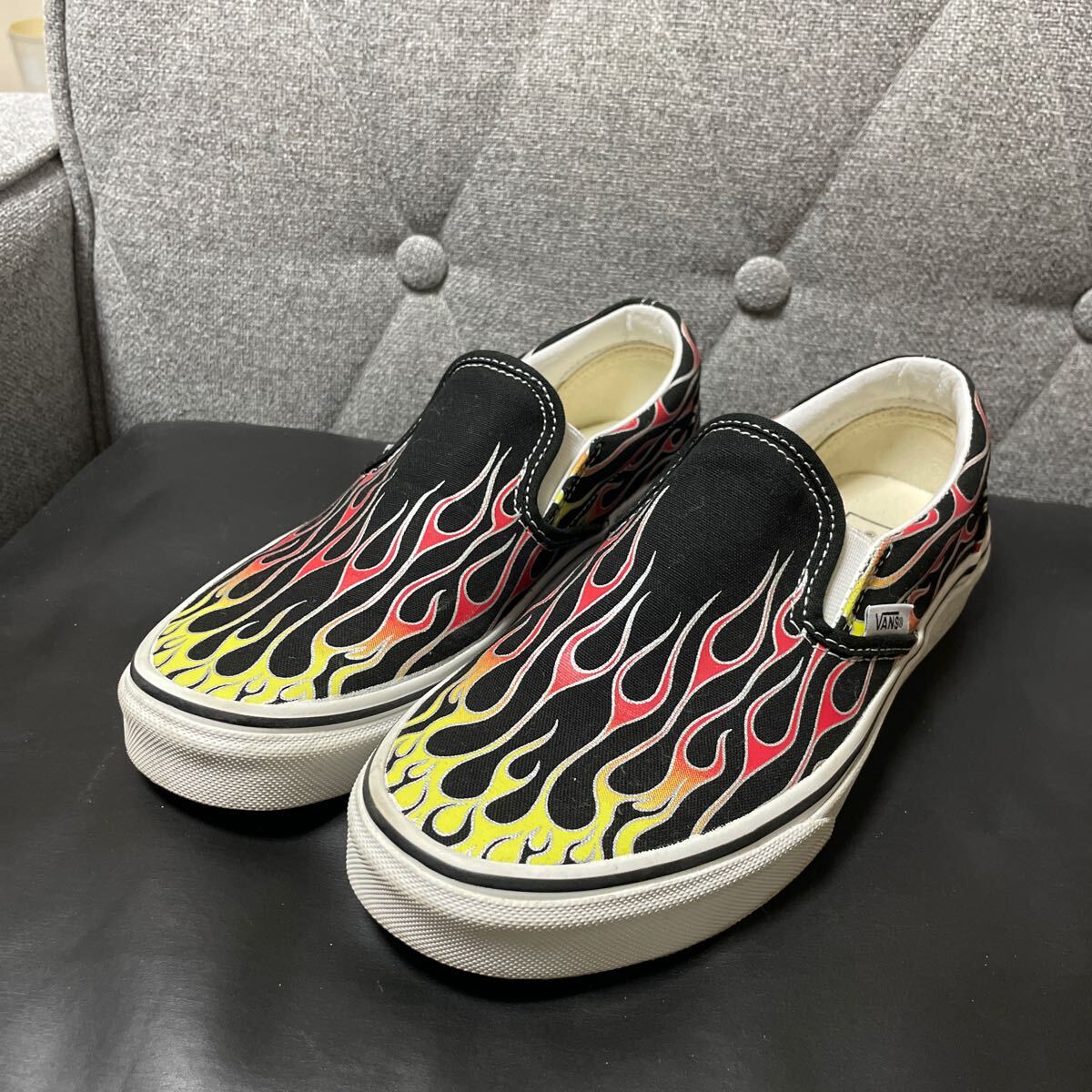 VANS スリッポン スニーカー　ファイヤーパターン　スケボー　オールドスクール　　bmx サーフィン