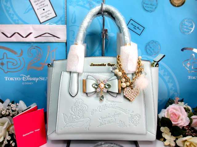送料無料 30％引 サマンサベガ 限定 アリエル リボン ビジュー 2way トートバッグ 小 ディズニー プリンセス 新品 証明書付 サマンサタバサ