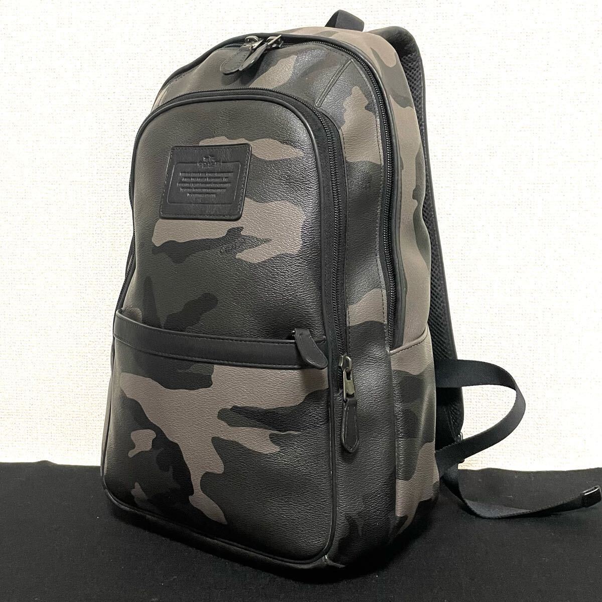 1円 COACH コーチ レザー リュックサック バックパック デイパック メンズ レディース ブラック系×ブルー系 CA7005 1円 スタート Coach コーチ リュック バックパック ブラック レザー