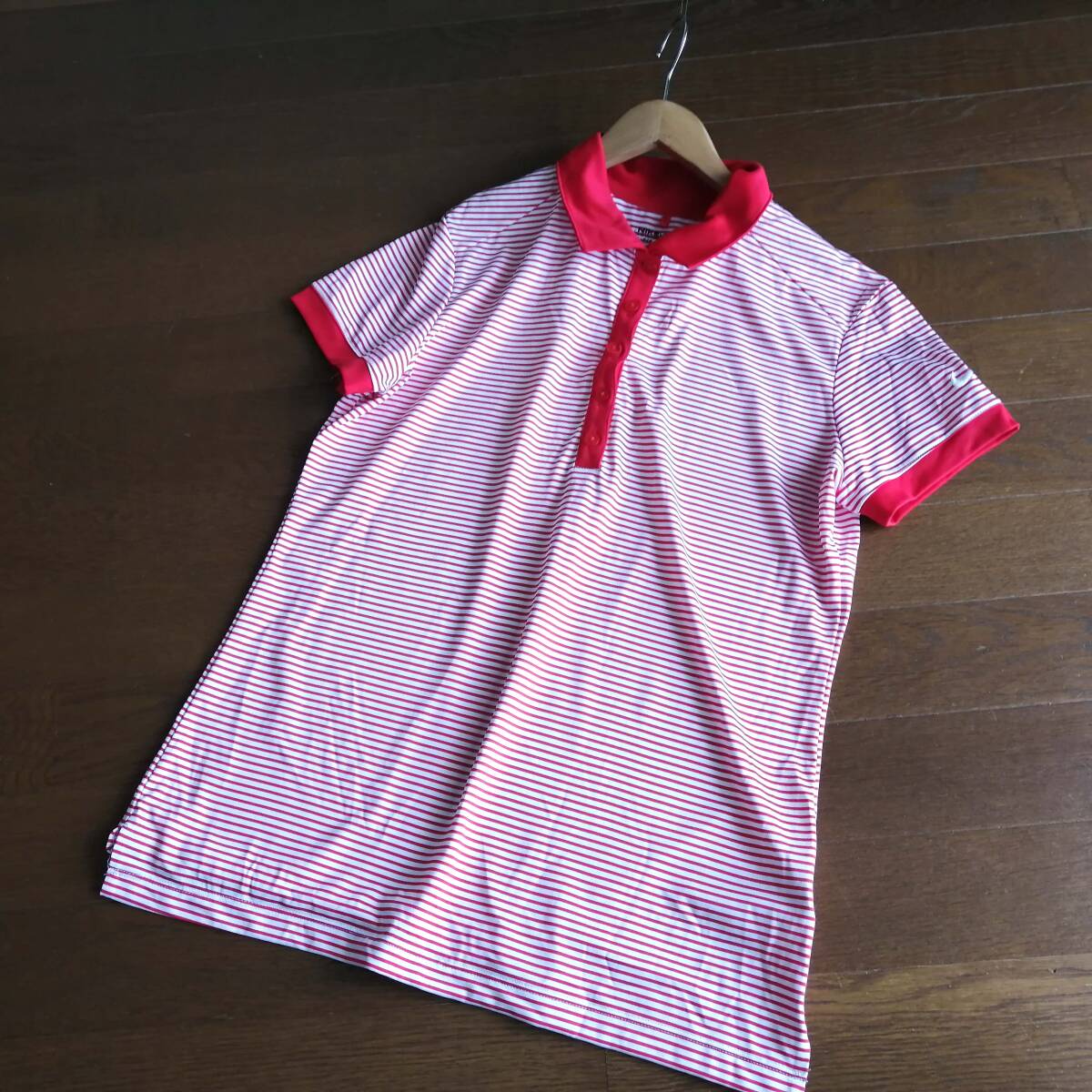 NIKE golf ナイキ ゴルフ ポロシャツ スキッパー ボーダー Lサイズ 25-0206fu07【4点同梱で送料無料】_画像3