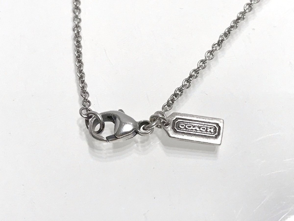 ■【YS-1】 コーチ COACH ネックレス ■ 925 スターリングシルバー 銀制 × 石付き クリア系 トップ全長(zhǎng)1.8cm 【同梱可能商品】■D