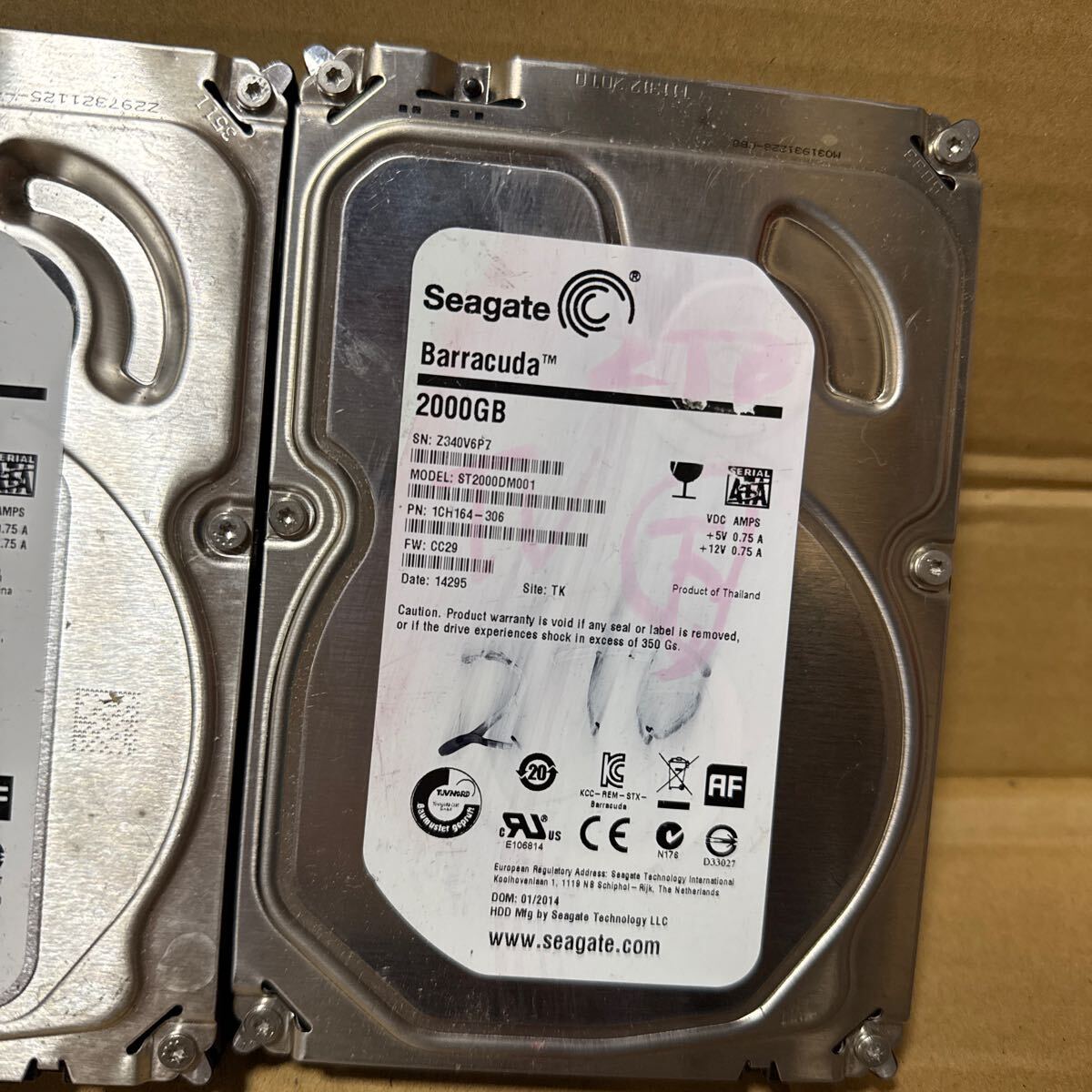 あ-8141)Seagate Barracuda 2000GB /3台セット 動作未確認 ジャンク品_画像4