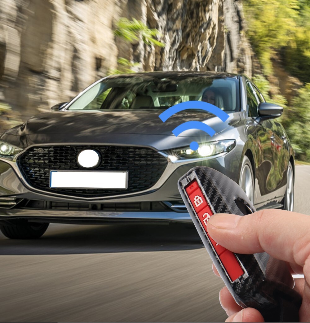 新品 マツダ ABS シリコン キーカバー キーケース カーボン調(diào) 青 ブルー 3ボタン CX5 CX8 CX30 MAZDA3 マツダ3 スマートキー 送料無料