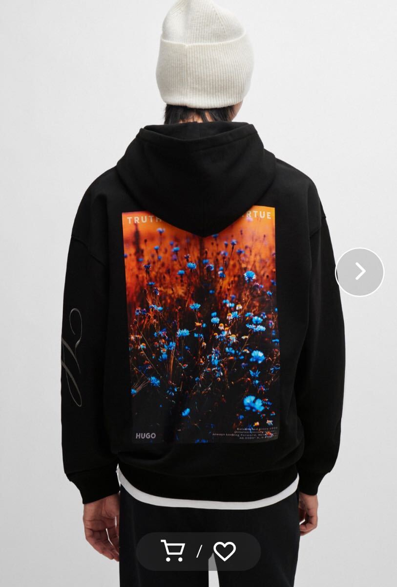 HUGO シーズナルアートワーク&ロゴ コットンテリーフーディ S フーディ HOODIE パーカー プルオーバー_画像1