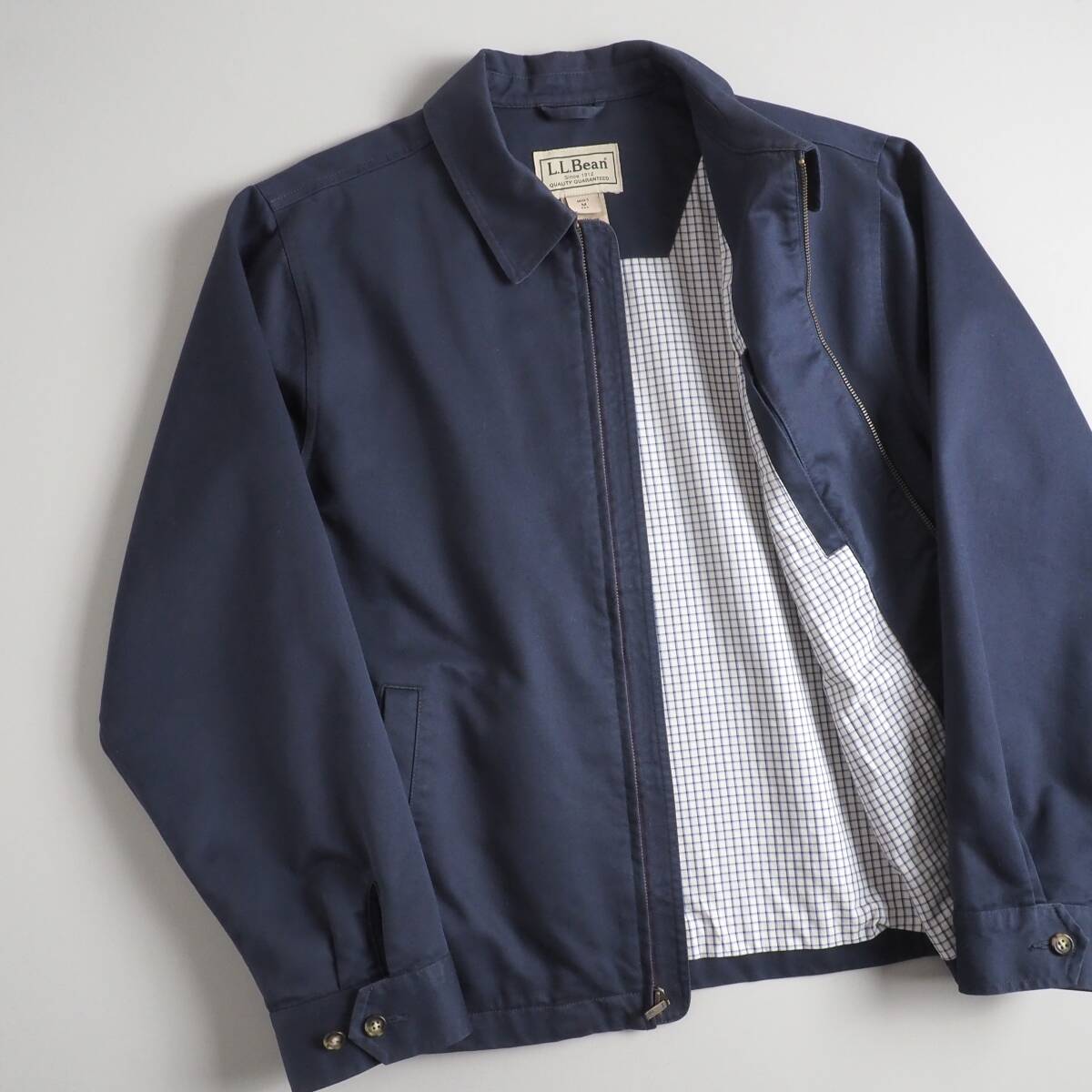 口コミ サイト 商品 エルエルビーン L.L.Bean ブルゾン スイングトップ 裏地チェック ネイビー メンズ 美品 男性用