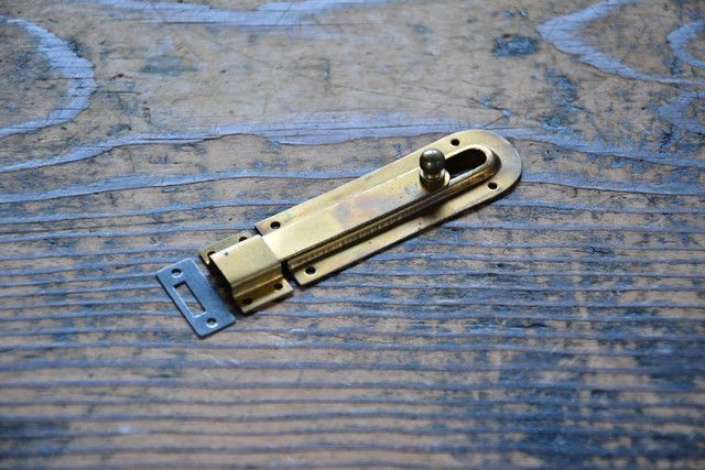NO.7017 古い真鍮のロングラッチ 64mm 検索用語→A50gアンティークビンテージ古道具真鍮金物扉ドア引き戸古道具