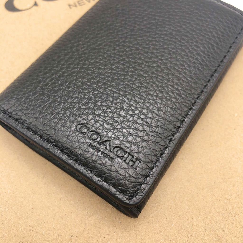 [COACH* новый товар ]* бизнес футляр для карточек * футляр для визитных карточек * черный * булыжник кожа *